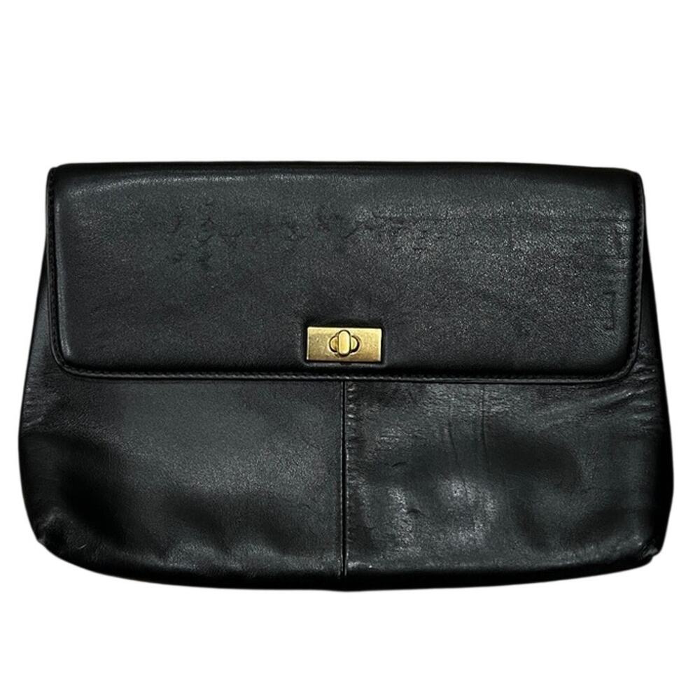 J.Crew Black Structured Leather Clutch Purse – Style 13996